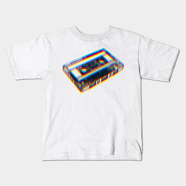 Offset Cassette Tape Kids T-Shirt by Wright Art